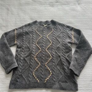 Mystree Gray Sweater with Tan Accents